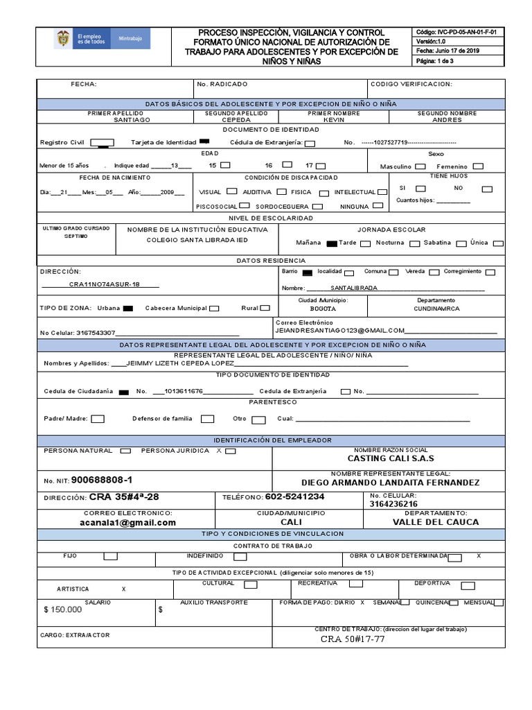 Formato Permiso de Trabajo Ivc PD 05 An 01 F 01 v1 | PDF