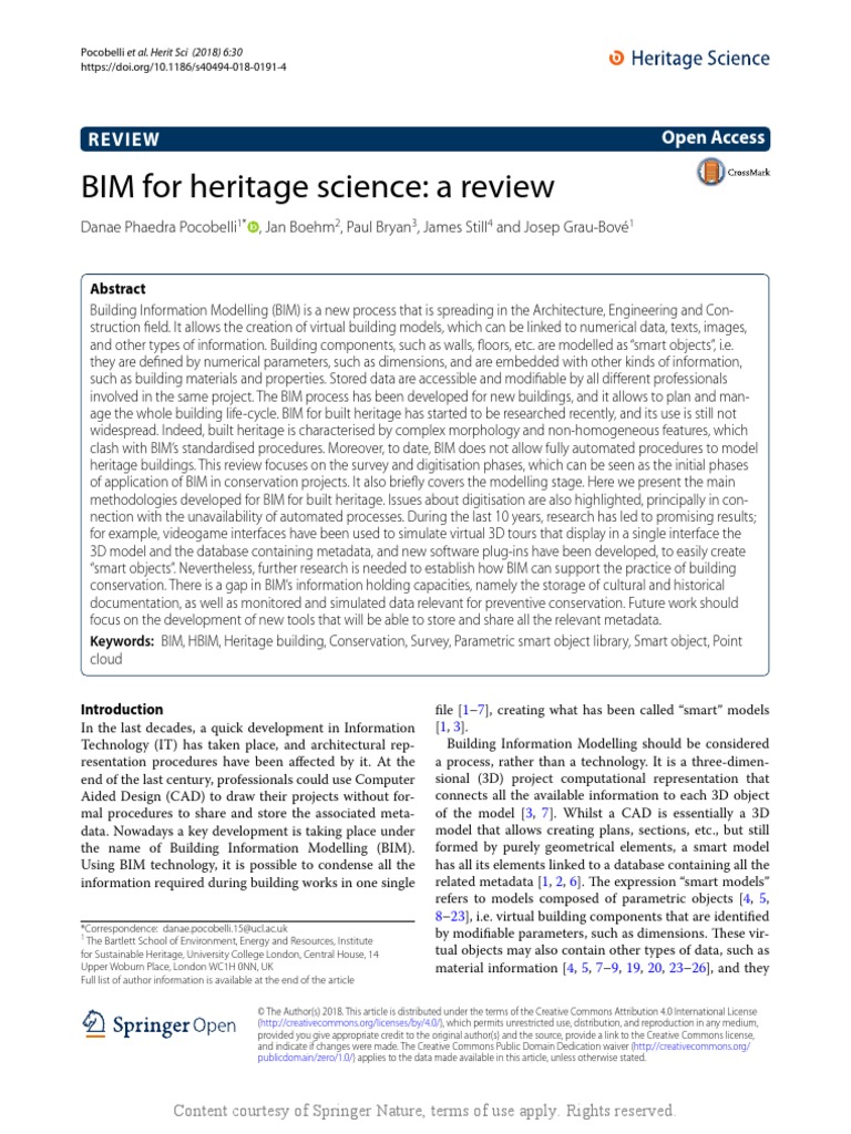 BIM For Heritage Science A Review | PDF | Building Information Modeling ...