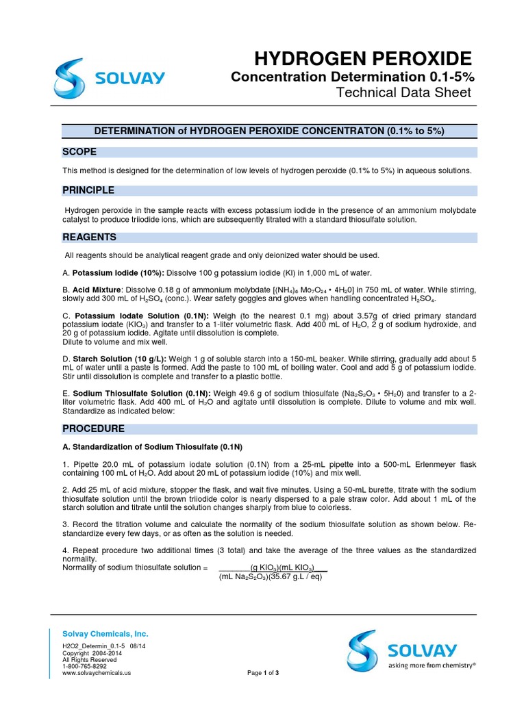 Hydrogen Peroxide Concentration Determination 0.15 PDF Titration