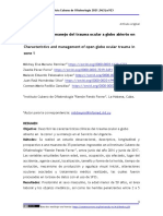 Caracteristicas y Manejo Del Trauma Ocular A Globo Abierto en Zona I