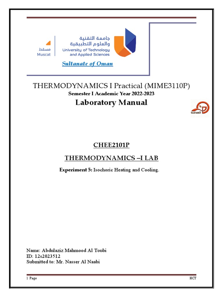 Experiment 5 Pdf Heat Thermodynamics