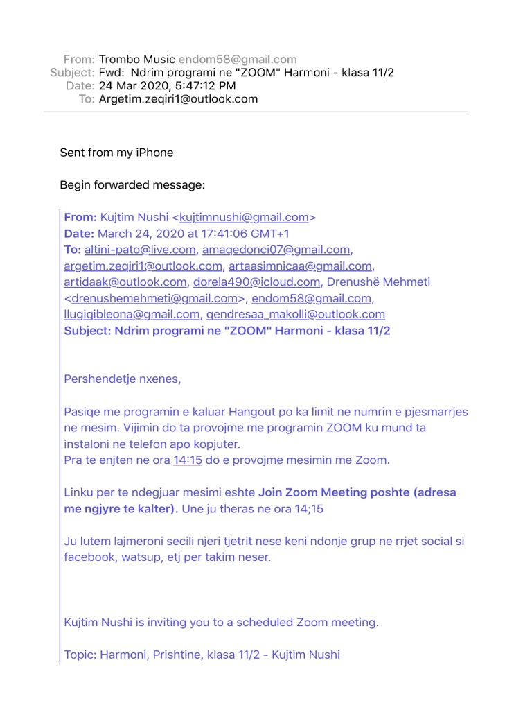 Zoom Class Update for 11/2 Students | PDF