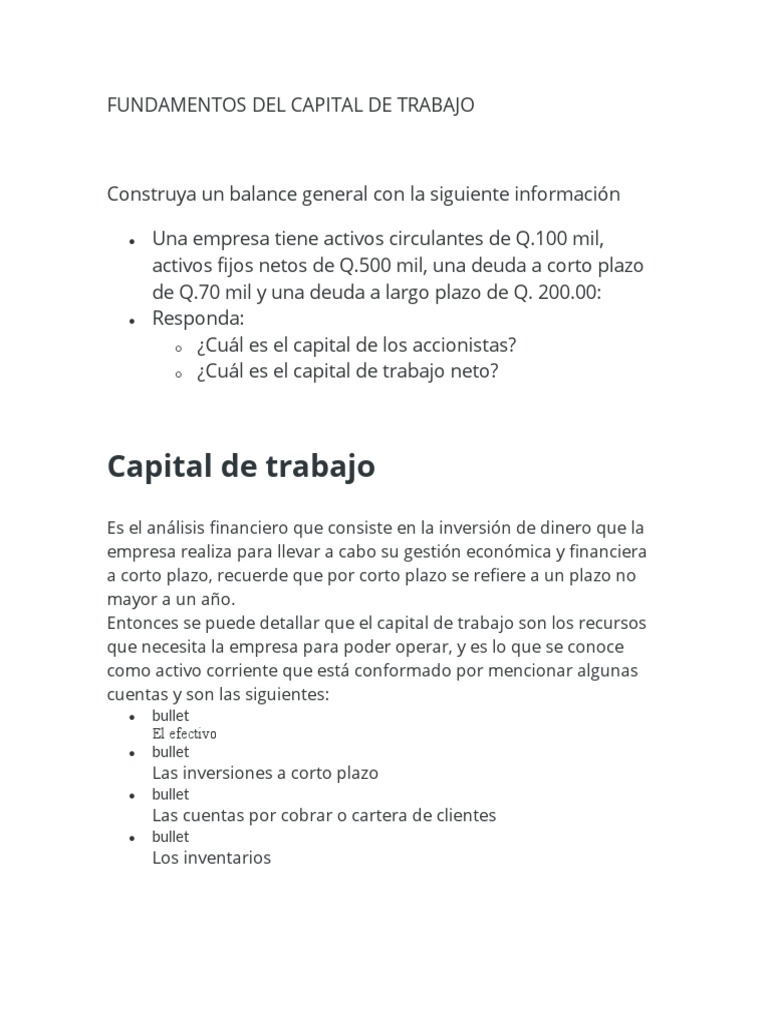 Fundamentos Del Capital de Trabajo | PDF | Capital de trabajo