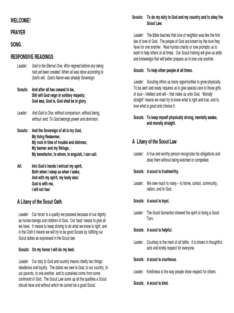 Scouts' Own Ceremony Script | PDF | God | Religious Belief And Doctrine