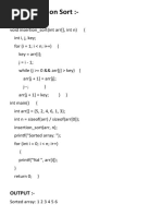 Insertion Sort:-: Output