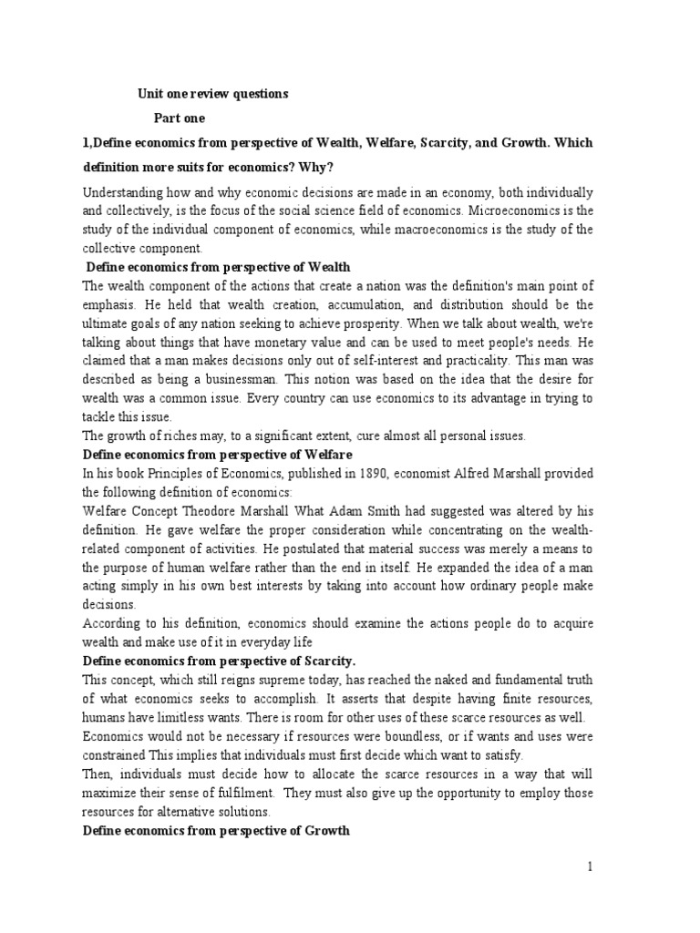 Grade 9 Economics Unit 1 Review | PDF | Economics | Demand