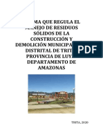 Norma que regula el manejo de residuos sólidos de construcción y demolición