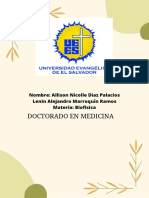 UNIVERSIDAD EVANGELICA DE EL SALVADOR FACULTAD DE MEDICINA Nombre Allison Nicolle Diaz Palacios