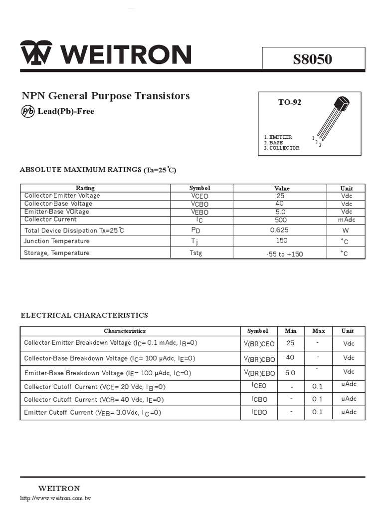 S8050 WeitronTechnology | PDF | Bipolar Junction Transistor ...