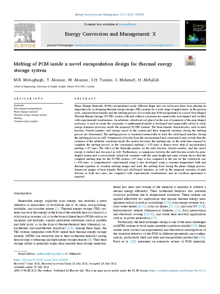 Melting of PCM Inside A Novel Encapsulation Design For Thermal Energy ...