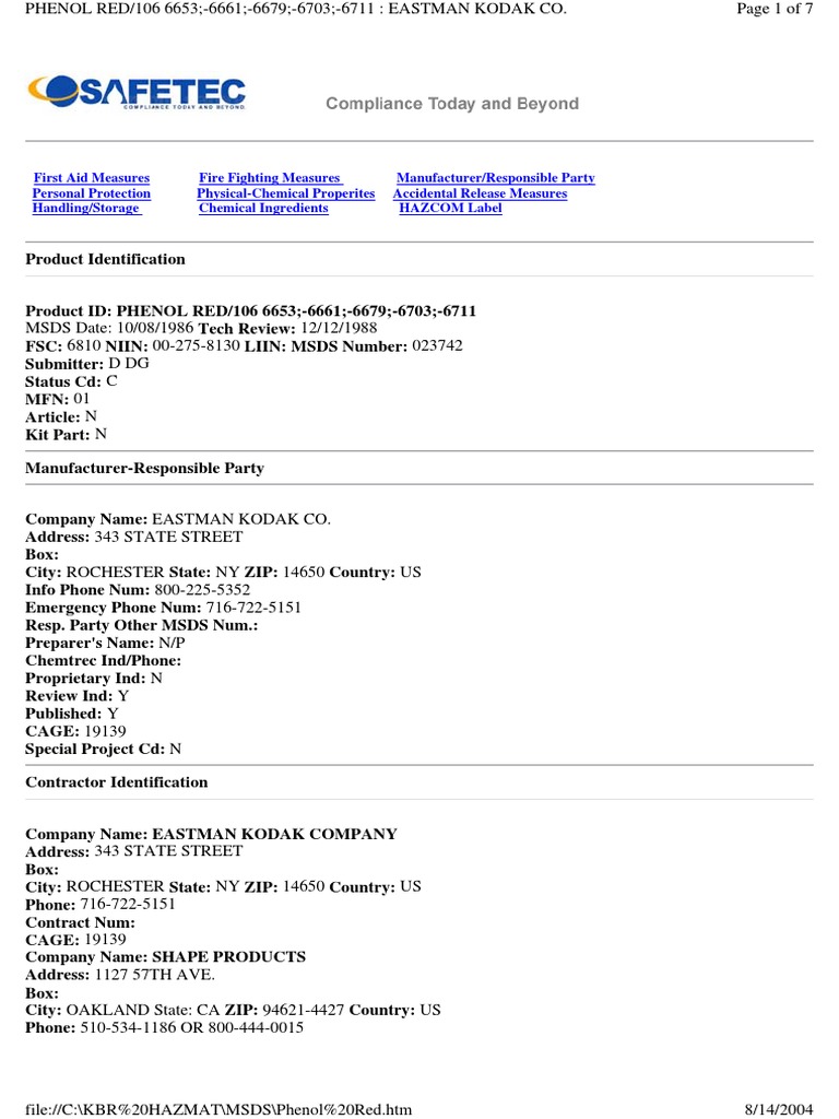 Phenol Red PDF Personal Protective Equipment Waste Management