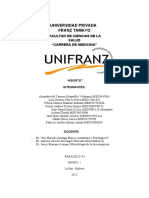 Universidad Privada Franz Tamayo: Facultad de Ciencias de La Salud "Carrera de Medicina"