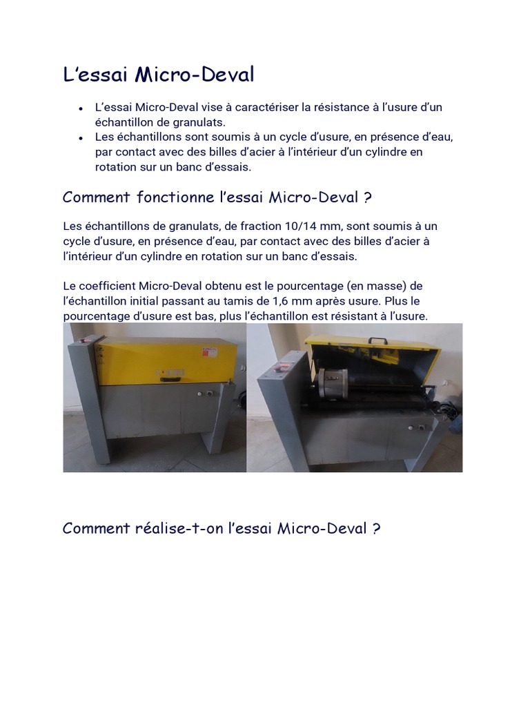 Essai Micro-Deval : Résistance à l'usure | PDF