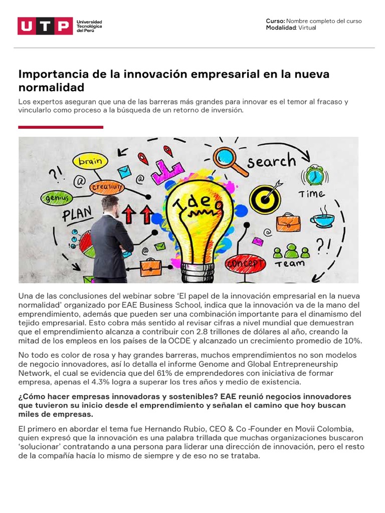 Semana 01 - Separata - Importancia de La Innovación en El Perú | PDF