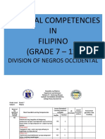 Essential Competencies Filipino Grade 7 12
