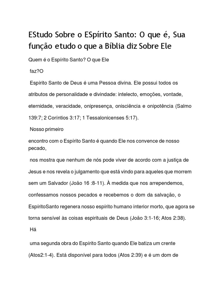 Estudo Sobre o Espírito Santo O Que É, Sua Função e Tudo o Que A Bíblia ...