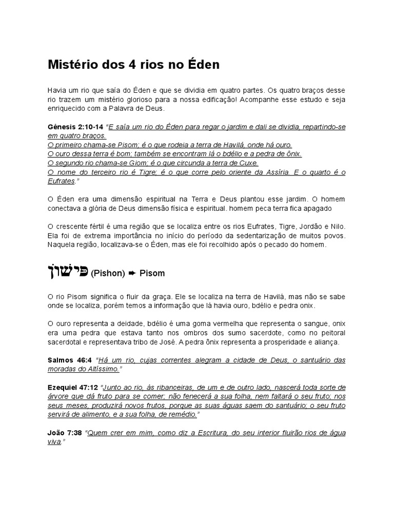 Os Quatro Rios do Jardim do Éden | PDF | Jardim do Éden