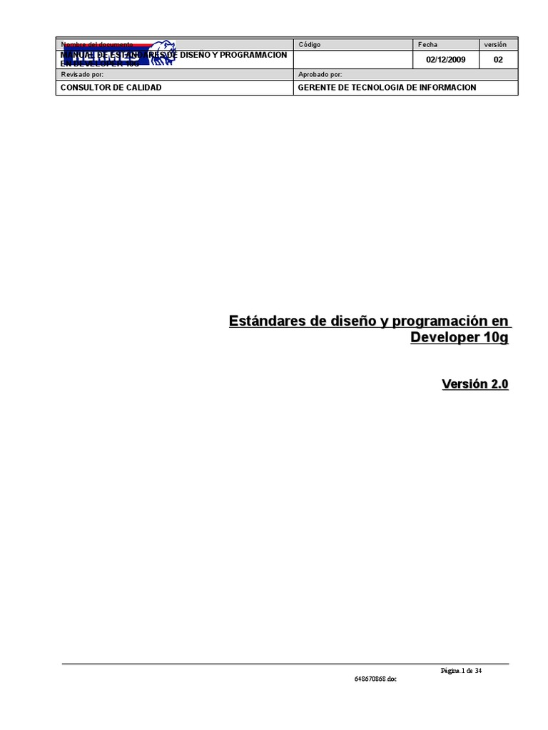 Estandares Developer 10g v2.1 | PDF | Programación de computadoras ...