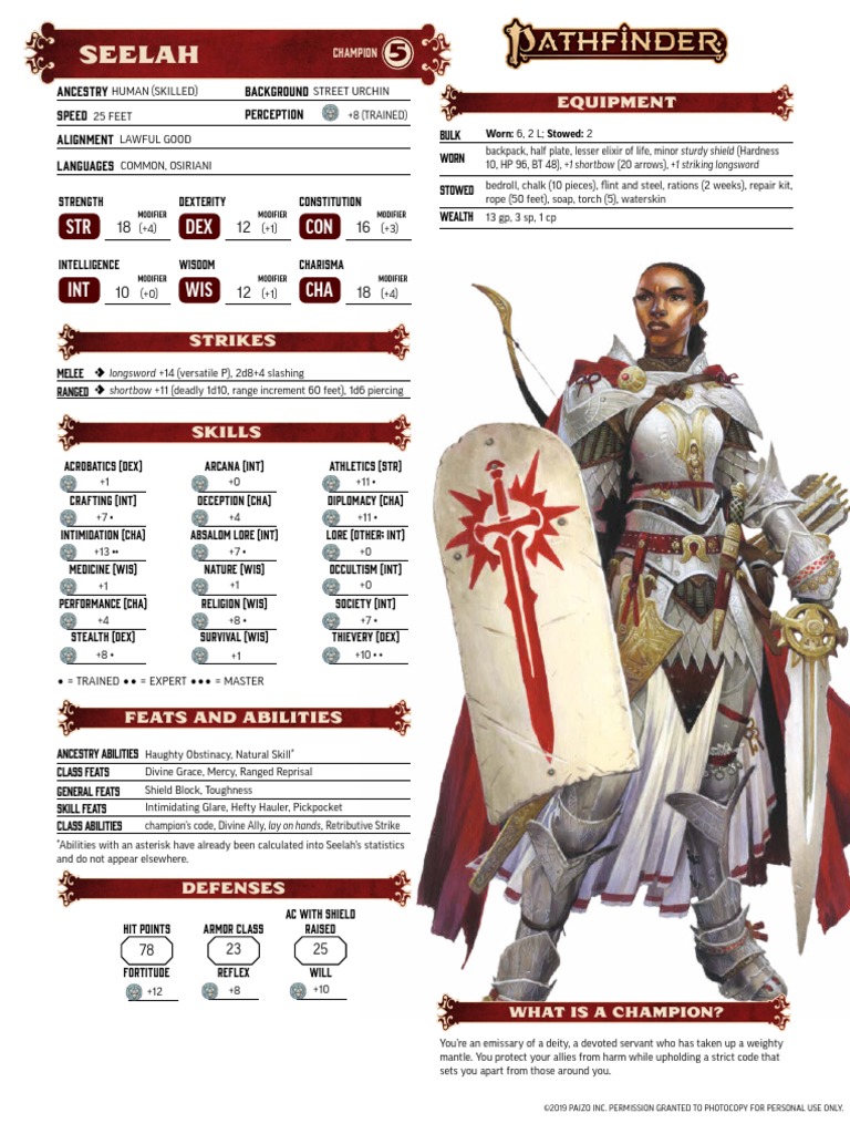 About Seelah (Level 5 Garundi Human Champion of Iomedae) (2019) | PDF