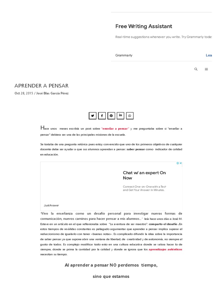 Aprender A Pensar | PDF | Aprendizaje | Enseñando