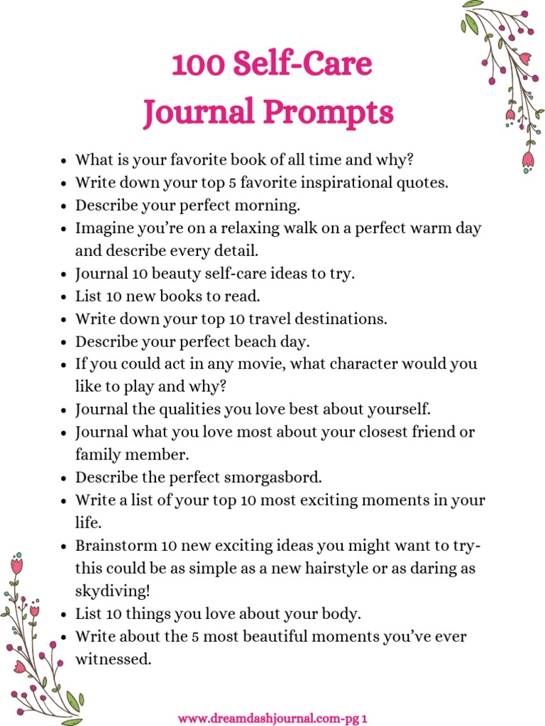 100 Self-Care Journal Prompts | PDF