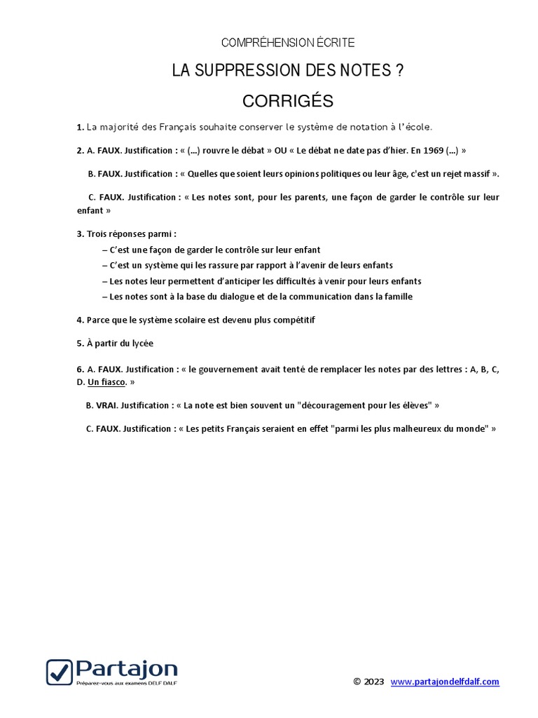 La Débats sur la Suppression des Notes | PDF