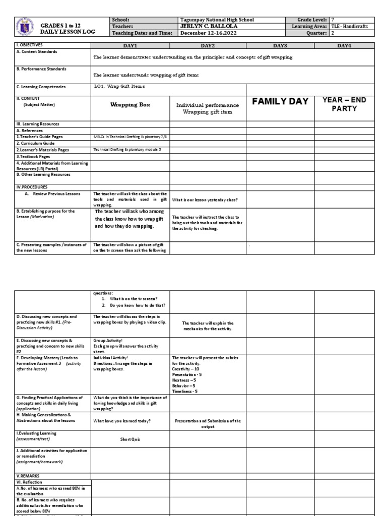 DLL g7 - Week 6 | PDF | Teachers | Learning