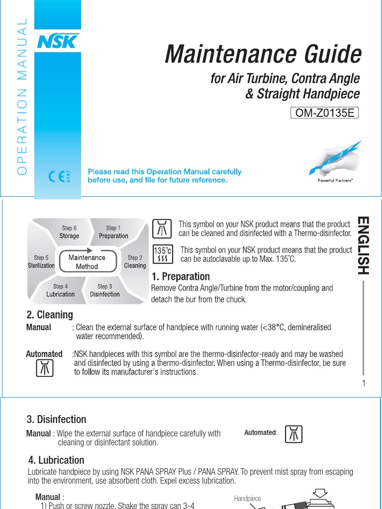 AHP 71TI X Sterilization Instructions NSK PDF Sterilization