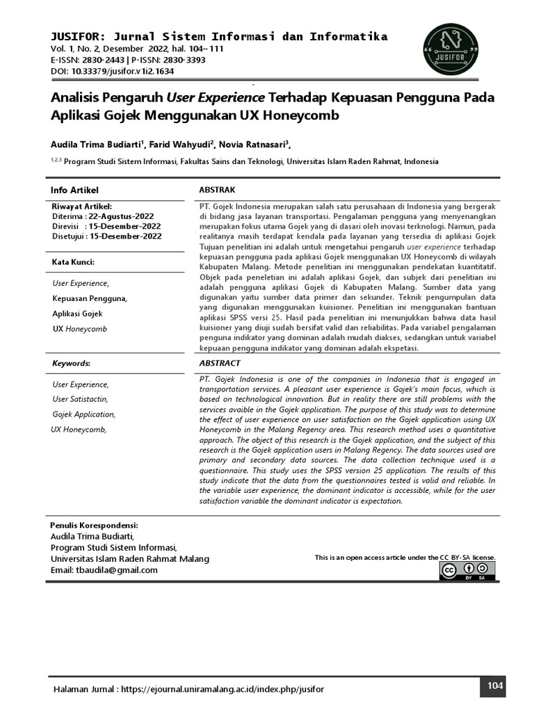 Pengaruh UX Gojek terhadap Kepuasan Pengguna | PDF
