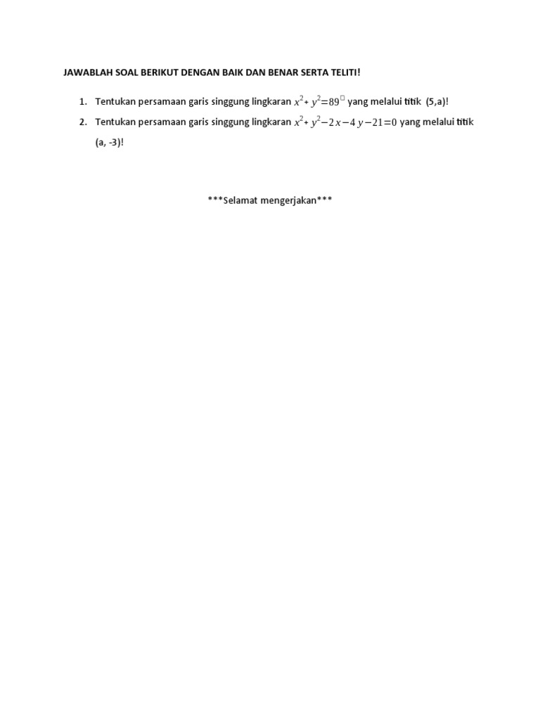 Jawablah Soal Berikut Dengan Baik Dan Benar Serta Teliti Pdf