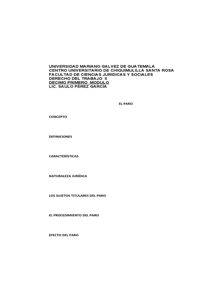 Conceptos y Procedimiento del Paro Laboral | PDF | Ciencias sociales