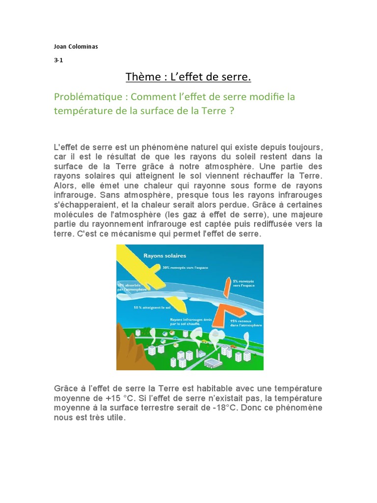 Impact de l'effet de serre sur la Terre | PDF | Gaz à effet de serre ...