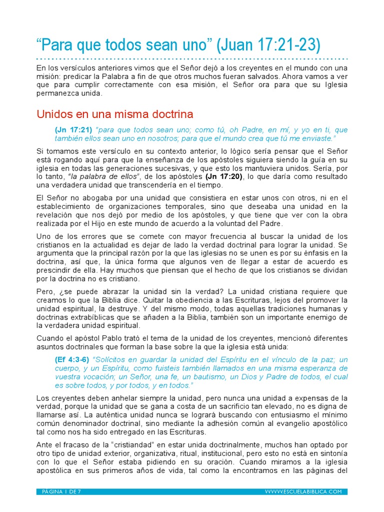 Unidad en Cristo según Juan 17:21-23 | PDF | Cristo (título) | Iglesia ...