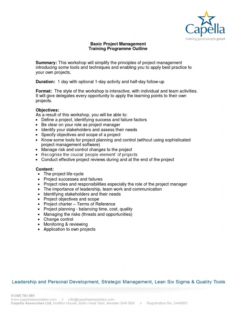 Training Programme Outline Template
