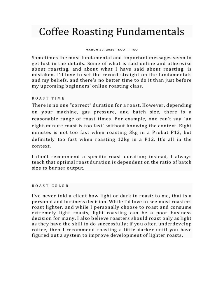 Coffee Roasting Fundamentals (Rao) PDF Coffee