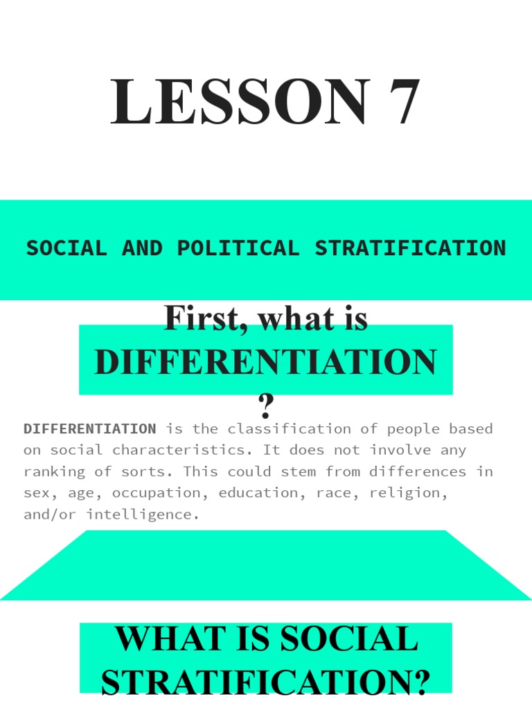Lesson 7 Social and Political Stratification PDF Social Status
