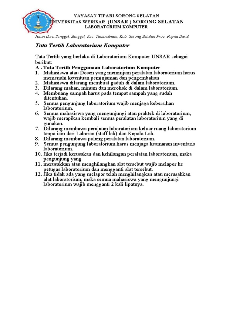 Tata Tertib Laboratorium Komputer PDF
