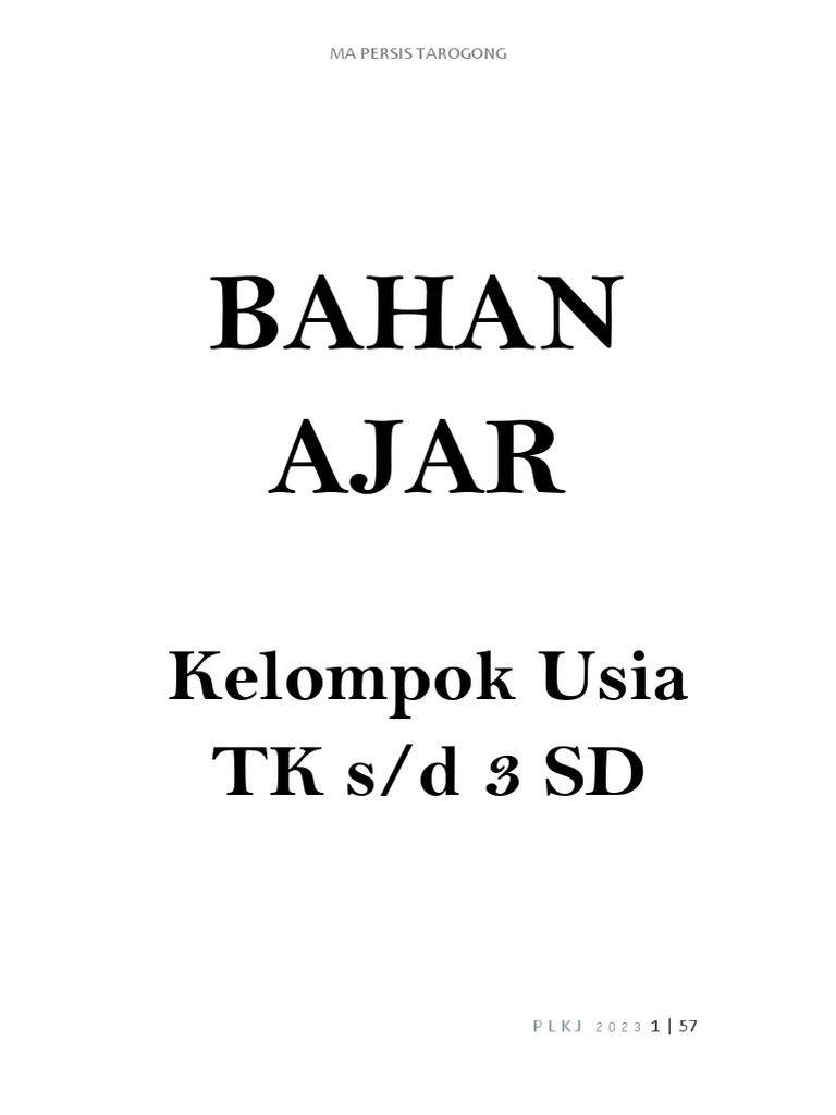 Bahan Ajar PLKJ untuk TK dan SD | PDF
