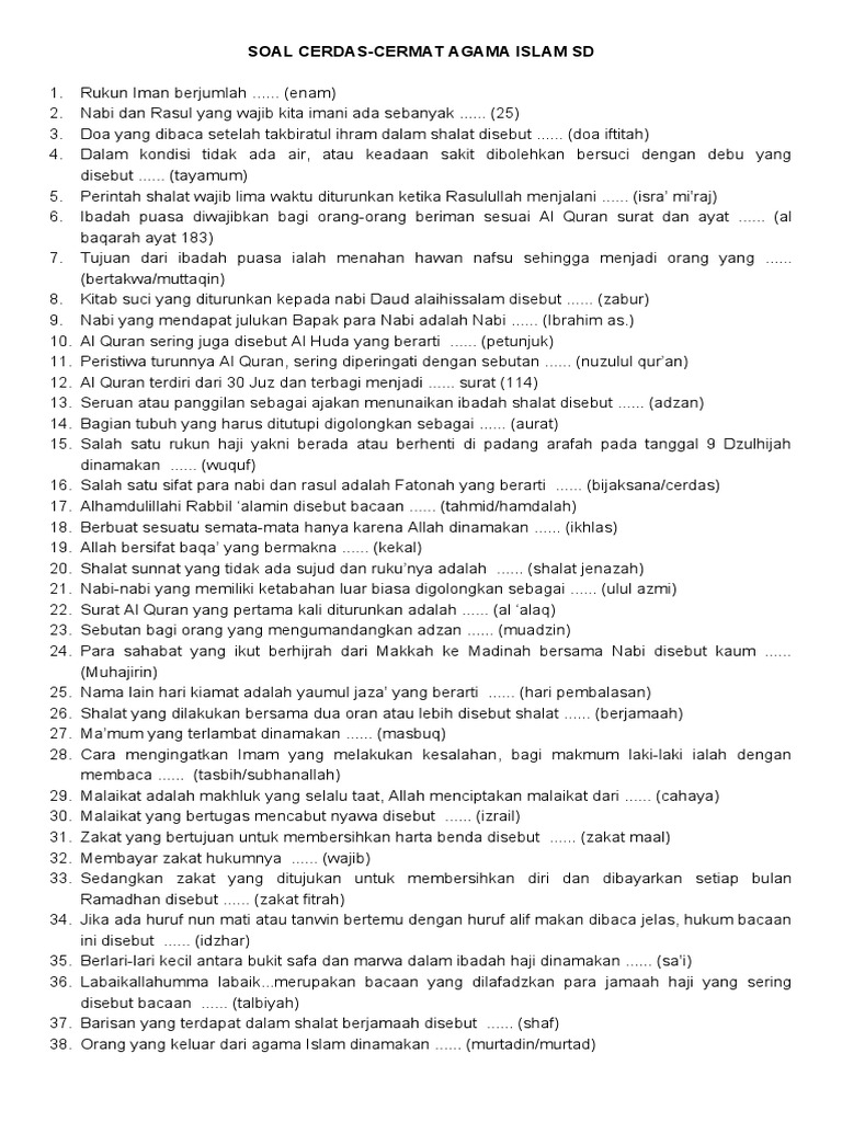 Asah Kecerdasan dan Keimanan Sejak Dini: Panduan Soal Cerdas Cermat Agama Islam SD Kelas 1, 2, 3
