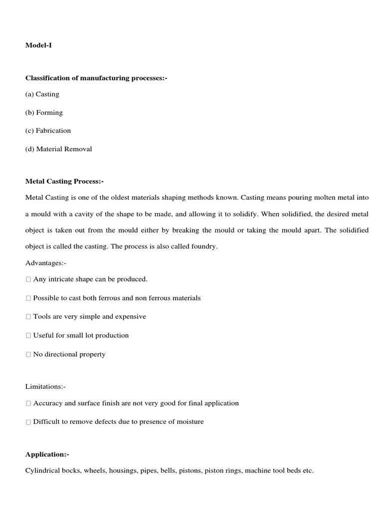 BMP Module I | PDF | Casting (Metalworking) | Industrial Processes