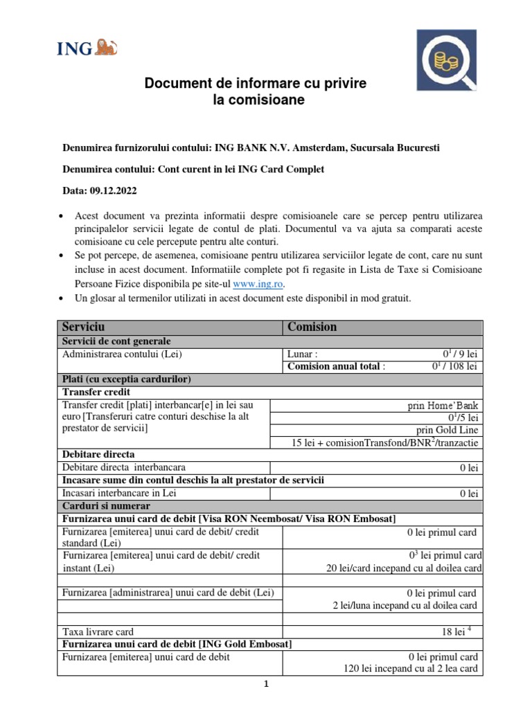 Document de Informare ING Card Complet | PDF