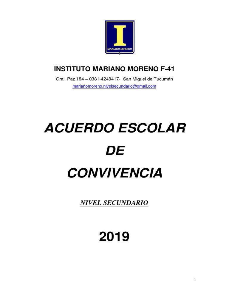 Acuerdo Escolar De Convivencia Pdf Maestros Enseñando