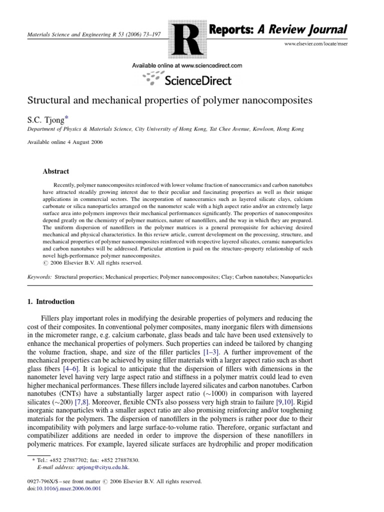 Polymer Nanocomposites with Nano Fillers | PDF | Carbon Nanotube ...