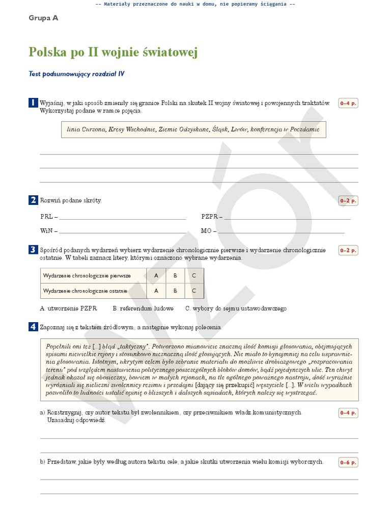 Europejczycy Odkrywają świat Sprawdzian Klasa 5 Wczoraj I Dziś Wczoraj I Dziś - Klasa 8 - Dział 4 - Sprawdzian | PDF