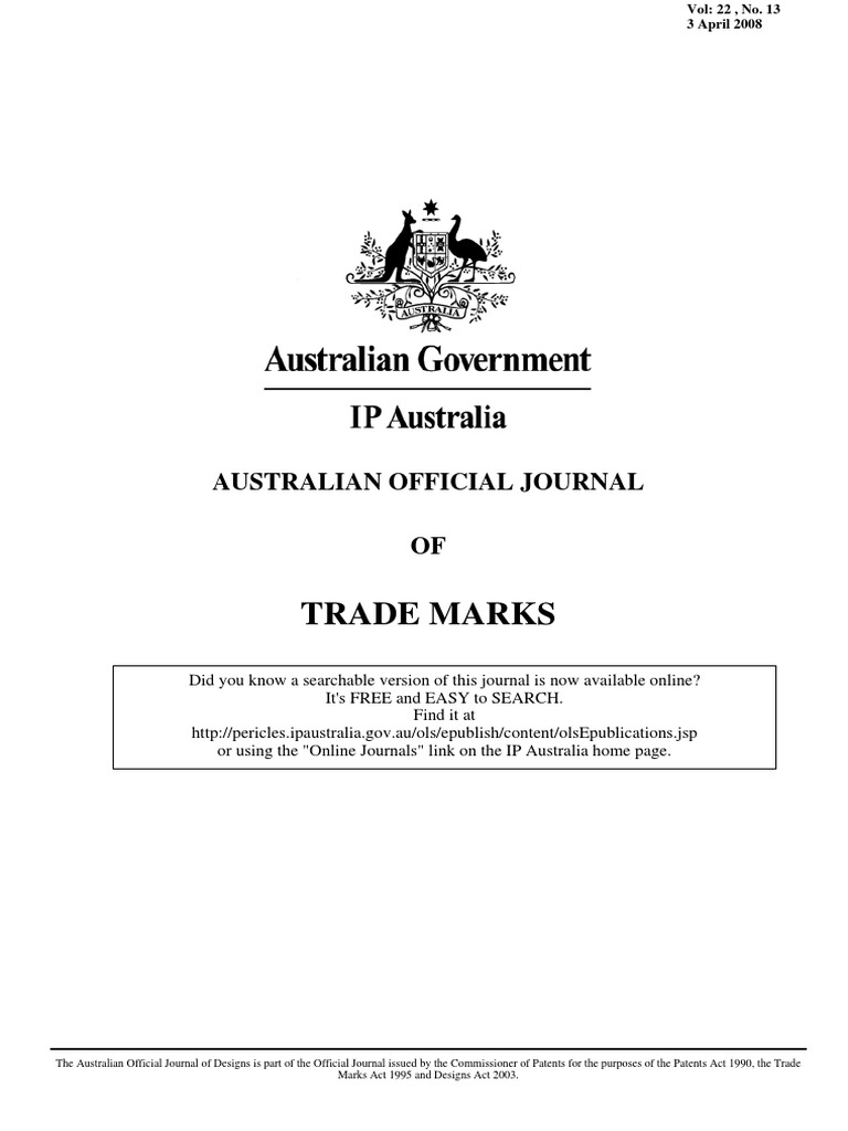 Trade Marks: Australian Official Journal | PDF | Trademark | Internal ...