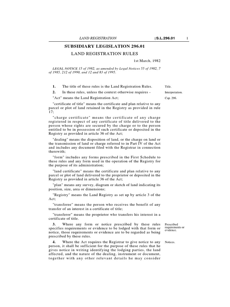 Procedures and Requirements for Land Registration in Malta PDF