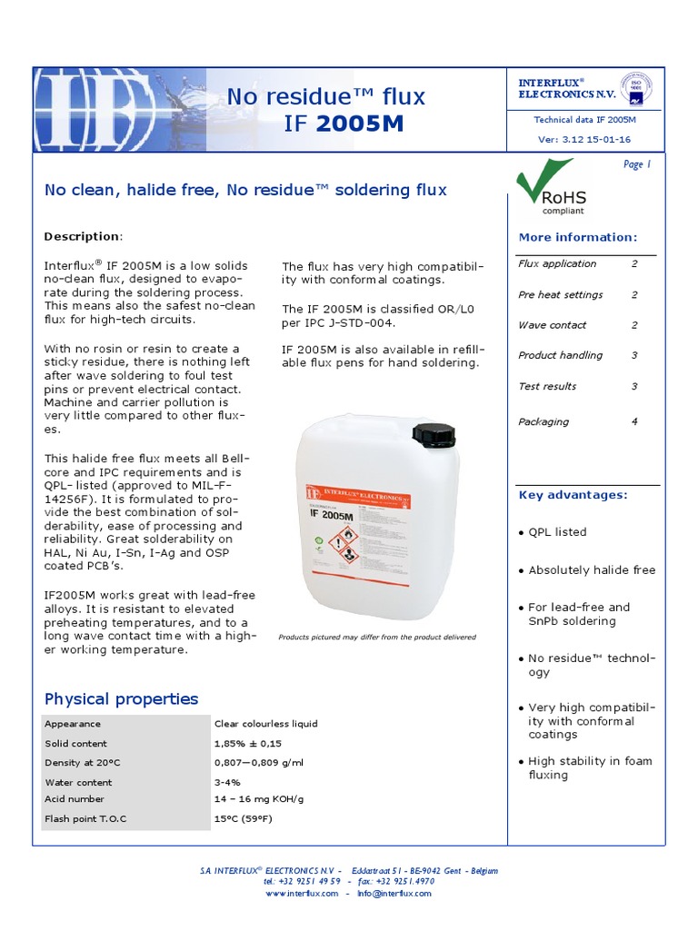 No Residue™ Flux IF 2005M PDF Soldering Applied And