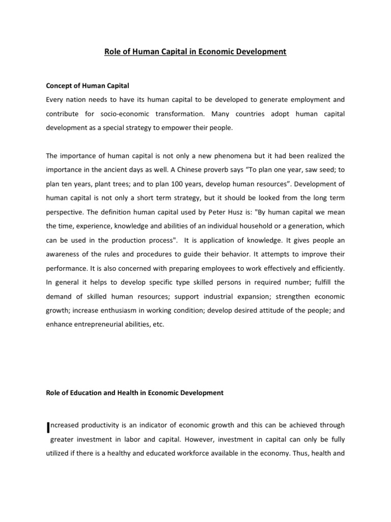Human Capital's Role in Economic Growth | PDF | Human Capital ...