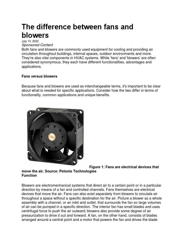 The Difference Between Fans and Blowers PDF Engines Home Appliance