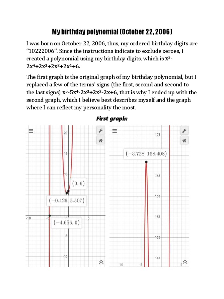 My Birthday Polynomial Reflection | PDF | Mathematical Relations